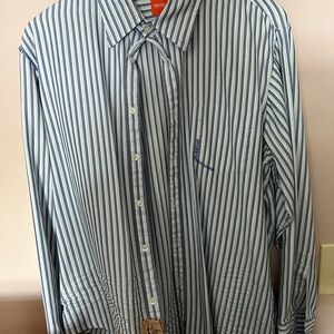 Hugo Boss Blue Striped Button-Up Shirt